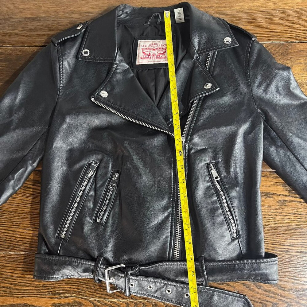 Levi's Women's Belted Faux Leather Moto Jacket Black Size S - Picture 8 of 10